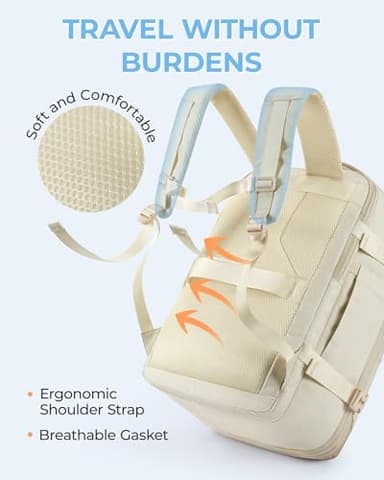 BAGSMART Compression Travel Backpack, 37L Expandable Carry On Backpack with Packing Cubes, Water Resistant Weekender Backpack with Shoe Bag, Warm Beige - Image 6