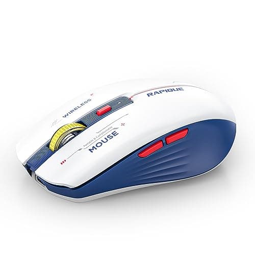 RAPIQUE Bluetooth Wireless Mouse - (BT1/BT2+USB) Tri-Mode High Performance, Rechargeable, Multi-Device Compatible with PC/Laptop/Computer/MacBook/iPad Air Pro (Blue and White) - Image 1