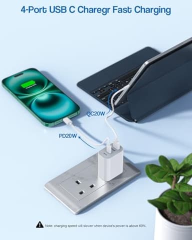 40W iPhone 17 16 Charger Block,2Pack 4-Port Fast USB C Charger Blocks,Multiport PD Power Adapter & QC Phone Charging Apple Adapter for iPhone 17 Air/17 Pro Max/16e/16 Pro/15/15Pro Max/14/13/12/11/iPad - Image 4