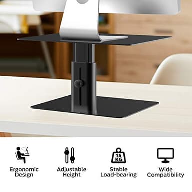 BoYata Monitor Stand, Adjustable Monitor Riser Metal Computer Stand Compatible with TV, PC, Laptop, Computer, iMac, and All Screen Display-Black - Image 5