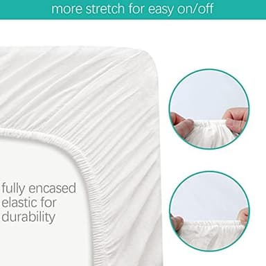 Bassinet Sheets Fit for Dream On Me Lacy, Delta Children Curve, Regalo Baby Basics™ Infant, Fisher Price, Simmons Kids(for Twins) and Safety 1st Bassinet,100% Cotton Sheet, 2 Pack, White - Image 5