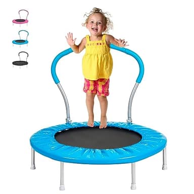 Lyromix 36Inch Kids Trampoline for Toddlers with Handle, Indoor Mini Rebounder Trampoline for Kids, Vibrant Blue - Image 1