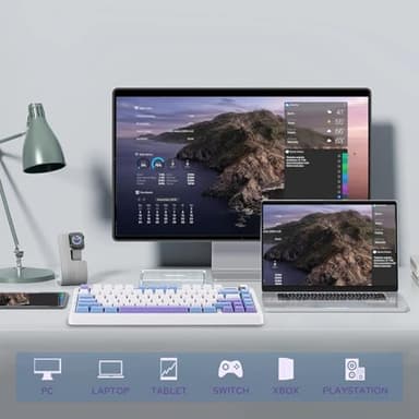 EPOMAKER X Aula F75 MAX Wireless Mechanical Keyboard with TFT Screen and Knob, Gasket Gaming Keyboard in 75% Layout, Hot Swappable, RGB Backlight, for PC/Mac/Linux (Blue&White&Purple) - Image 3