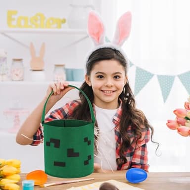 Easter Basket with Handles for Kids, Happy Easter Gift for Easter Egg Hunts Decorations Candy Gifts Storage (World red) - Image 7