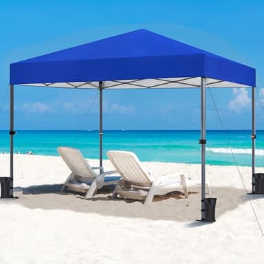 Yaheetech 10x10 1-Person Setup Pop Up Canopy Tent, Instant Portable Commercial Canopy Tent, Outdoor Gazebo with 1-Button Push, Wheeled Bag & 4 Sandbags for Home, Party & Outdoor Activities, Blue - Image 9