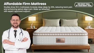 BedStory Firm Queen Mattress - 12 Inch Hybrid Mattress with Advanced Lumbar Support for Back Pain Relief - Motion Isolation and Reinforced Edges - Fiberglass-Free, CertiPUR-US, 365-Night Trial - Image 7