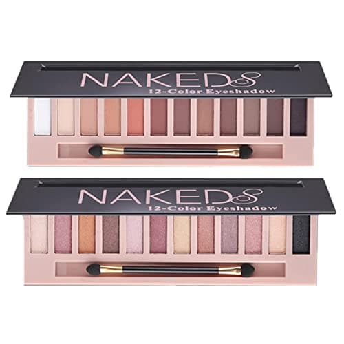 BOLOPER 2 Pack 12 Colors Makeup Nude Colors Eyeshadow Palette Natural Nude Matte Shimmer Glitter Pigment Eye Shadow Pallete Set Waterproof Smokey Professional Beauty Makeup Kit (2 PCS) - Image 1