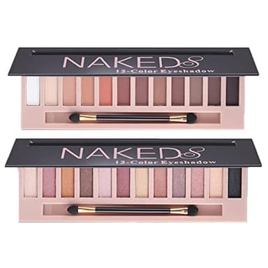 BOLOPER 2 Pack 12 Colors Makeup Nude Colors Eyeshadow Palette Natural Nude Matte Shimmer Glitter Pigment Eye Shadow Pallete Set Waterproof Smokey Professional Beauty Makeup Kit (2 PCS) - Image 1