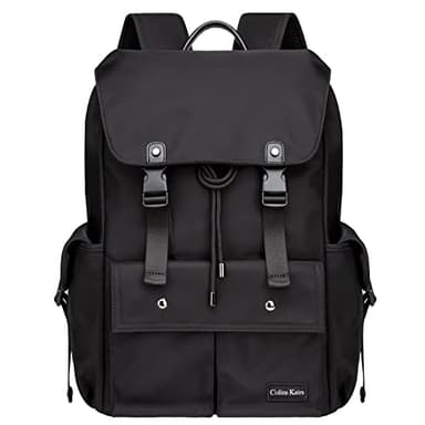 Colins Keirs Black backpack for men, 16 inch laptop backpack with computer compartment, Drawstring slim waterproof tech backpack for travel, work, college or daily use, Large 30 L - Image 9