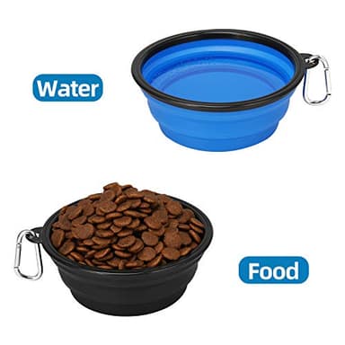 Kytely Large Collapsible Dog Bowls 2 Pack, 34oz Foldable Dog Travel Bowl, Portable Pet Water Food Bowl with Clasp, Pet Cat Feeding Cup Dish for Traveling, Walking, Hiking (Black+Blue) - Image 8