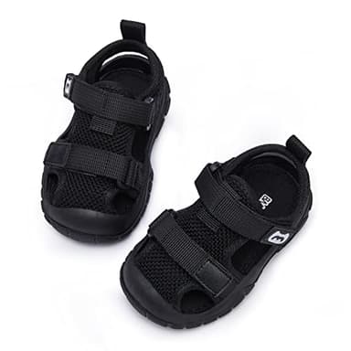 BMCiTYBM Baby Boy Girl Closed Toe Summer Sandals Lightweight Shoes Infant Non-Slip First Walking Sneakers 6 9 12 18 24 Months Black Size 12-18 Months Infant - Image 3