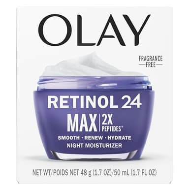 Olay Retinol Face Moisturizer, 24 MAX Anti-Aging Night Cream for Women, Fragrance-Free, Non Greasy - Anti-Wrinkle, Smooth Fine Lines, Tightening, Hydrating Skin Care - Peptides, Glycerin, 1.7 Oz - Image 12