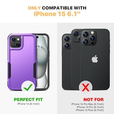 Diaclara Designed for iPhone 15Case, [with Privacy Screen Protector] [Anti Spy] [Military Grade Drop Protection] Heavy Duty Full-Body Shockproof Phone Case, Purple - Image 8