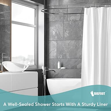 BigFoot Clear Shower Curtain Liner - 72x72 Odorless Plastic with Magnets, Washable Long Bathroom Curtain - Premium PEVA Waterproof Bath Shower Liner, Rust-Proof Bathroom Essentials - Image 2