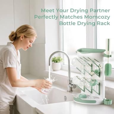 Momcozy Bottle Brush Kit Pro, Innovative Push-Press Design for Deep Cleaning - Bottle Cleaner Brush for Bottle/Breast Pumps/Nipple - Clog-Free Brush & Foam-Generating Design for Better Cleaning, Green - Image 7