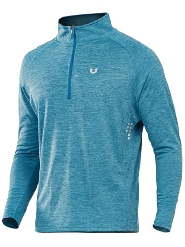 NORTHYARD Men's Running Shirt Long Sleeve Quarter Zip Pullover Moisture Wicking Quick Dry Athletic Workout Shirts CORALHEATHER-M - Image 1