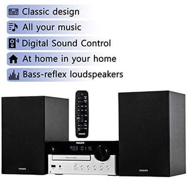 PHILIPS Bluetooth Stereo System for Home with CD Player, MP3, USB, Audio in, FM Radio, Bass Reflex Speaker, 60W, Remote Control Included - Image 8