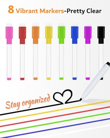 Magnetic Acrylic Calendar for Fridge,2 Pack 11"x15" Clear Fridge Calendar Dry Erase Magnetic Planning Boards Set for Refrigerator with 8 Colorful Highlight Markers - Image 4