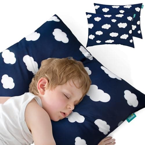 Toddler Pillow for Sleeping, Kid Pillow 14" x 19" for Small Travel Bed, Nap Pillows, Soft & Skin-Friendly Small Pillows for Sleeping, Toddler Use Only, Age 2 to 5 (Navy Cloud) - Image 1