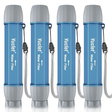 Yuclet 4 Pack Water Filter Straw, Portable Personal Water Filtration System, Water Purifier Survival, Emergency Preparedness for Camping Hiking Drinking Travel Hunting and Family Outing - Image 1