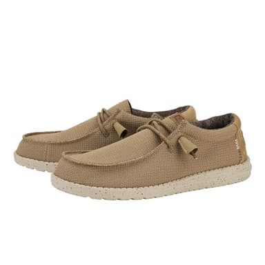 HEYDUDE Wally Sport Mesh | Men's Shoes | Men's Slip On Loafers | Comfortable & Light-Weight Tan/White - Image 4