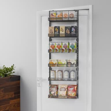 BRGMAUS Over the Door Organizer 6 Tier Spice Rack Wall Mounted Wire Baskets Set Heavy Duty Metal Adjustable Storage Shelves for Pantry Kitchen Bathroom - Image 5