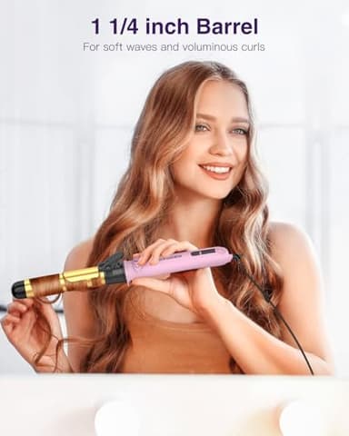 Easy to Use Rotating Curling Wand, Self Rotating Automatic Curling Iron, Dual Voltage Long Barrel for Hair Curls and Waves, 5 Heat Settings Waver Hair Tool - Image 5