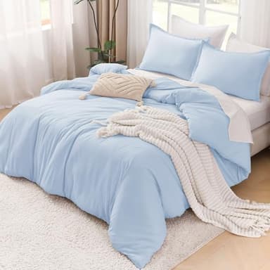 Litanika Comforters Light Blue Queen Size, 3 Pieces Lightweight Solid Bedding Comforter Set, All Season Fluffy Bed Set (90x90In Comforter & 2 Pillowcases) - Image 4