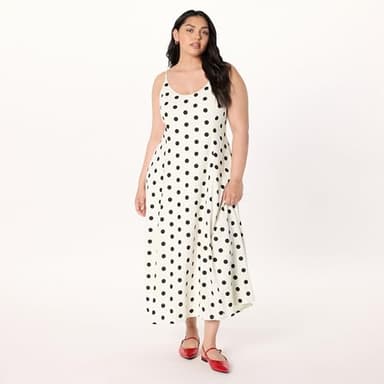 The Drop Women’s Luna Scoop Neck Linen Maxi Dress, Whisper White/Black Polka Dot, M - Image 5