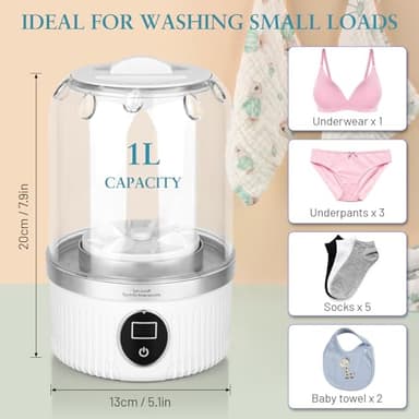 Underwear Washing Machine | Mini Portable Washing Machine with Rechargeable 3000mAh | Compact Deep Cleans Underwear, Baby Clothes | Ultra-Lightweight for Apartment, Dorm, RV, Travel & Hotel Use - Image 5