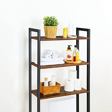 HOOBRO Over-The-Toilet Storage, 3-Tier Bathroom Organizer Over Toilet, Wooden Bathroom Shelves, Space Saver, Freestanding Storage Shelf, Easy to Assemble, Rustic Brown and Black BF41TS01 - Image 7