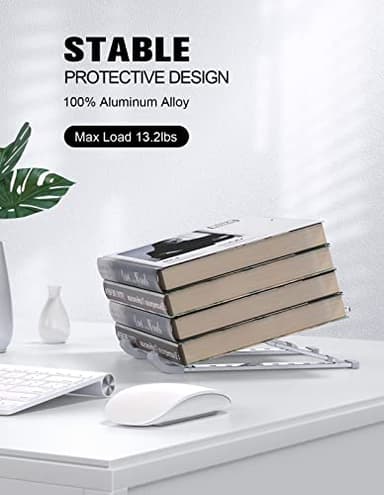 RIWUCT Laptop Stand for Desk, 9 Angles Adjustable Ergonomic Computer Stand with Detachable Phone Holder, Aluminum Cooling Portable Laptop Riser Holder Compatible with MacBook Pro Air Up to 15.6'' - Image 6