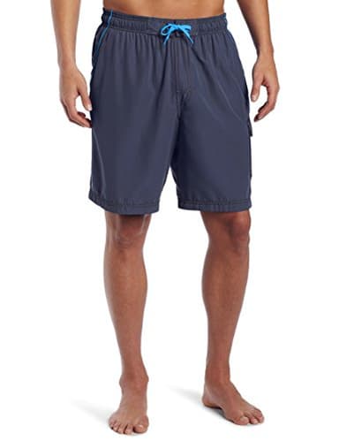 Speedo mens Knee Length Marina Volley fashion swim trunks, Grey/Blue, Large US - Image 1