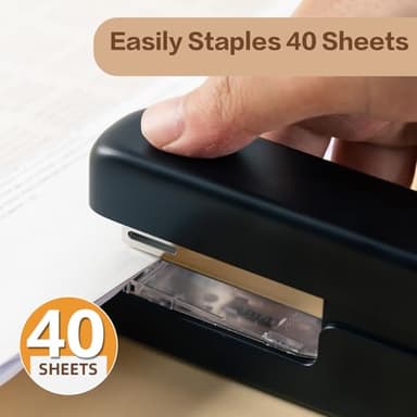deli Stapler, Desktop Staplers with 830 Staples and Integrated Staple Remover, 40 Sheet Capacity Office Stapler, Black - Image 2