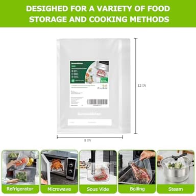 Bonsenkitchen Precut Vacuum Bags 100 Quart 8" x 12", BPA Free, Commercial Grade Textured Food Sealer Bag, Thick Embossed Bags for Storage and Sous Vide Cooking VB3205 - Image 7