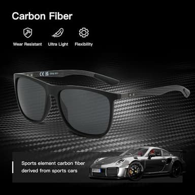 ZENOTTIC Square Polarized Sunglasses for Men Ultralight Carbon Fiber Sun Glasses Driving Fishing Golf Sports UV400 Protection - Image 3