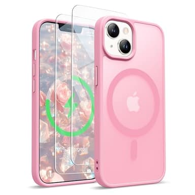 ORETECH Magnetic for iPhone 14 Case, [Compatible with Mag-Safe][2 Pcs Screen Protectors][15 FT Drop Protection], Frosted Translucent Shockproof Protective Phone Case for iPhone 14 Cover, Light Pink - Image 1