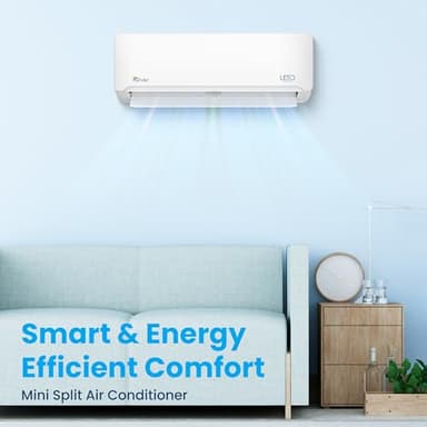 Senville LETO Series Mini Split Air Conditioner Heat Pump, 9000 BTU 110/120V, Inverter, Works with Alexa, SEER2 21.5, White - Image 2