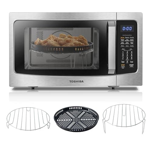 Toshiba Air Fryer Combo 4-in-1 Countertop Microwave Oven, Smart Sensor, Convection, Mute Function, Position Memory 13.6" Turntable, 1.5 Cu Ft, 1000W, Silver, ML-EC42P(SS) - Image 1