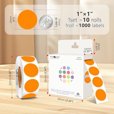 PARLAIM 10000 PCS 1 inch Colored Dot Stickers Round Color Coding Labels,10 Rolls Polka Circle Dots Bulk for Office Classroom, Orange - Image 3