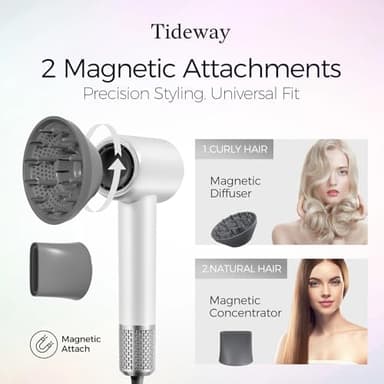 Tideway Hair Dryer, Blow Dryer with Diffuser High-Speed Plasma Ionic Low Noise for Fast Drying, Travel Hair Dryer for Women and Man, Curly/Wavy & Long/Thick Color-Treated Hair H11 - Image 6