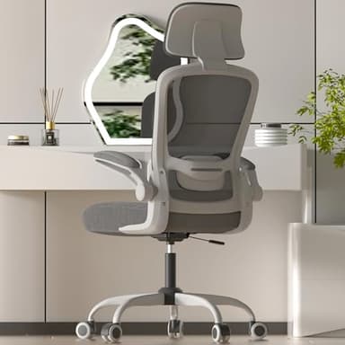 Mimoglad Office Chair, Comfy Desk Chair - High Back Ergonomic Computer Chair with Adjustable Lumbar Support & Headrest, Flip-up Armrests for Guitar Playing, Swivel Task Chair for Home Office - Image 1