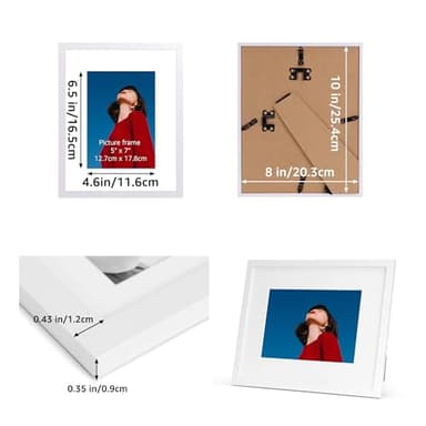 Lavezee 8x10 White Picture Frame Set of 10, Bulk Collage Frames for Photos 5x7 with Mat or 8x10 without Mat, Table Top and Wall Mounting Decor - Image 4