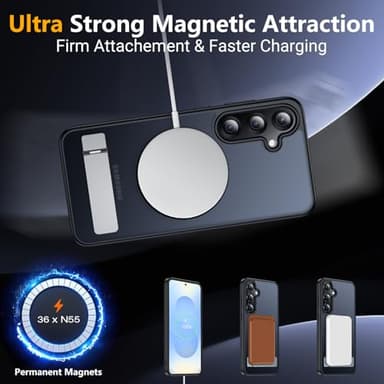 SPIDERCASE Magnetic for Samsung Galaxy S25 Case, [3 Stand Ways][ Military Grade Drop Protection] with Invisible Stand Shockproof Slim Case for Samsung Galaxy S25 6.2", Black - Image 6