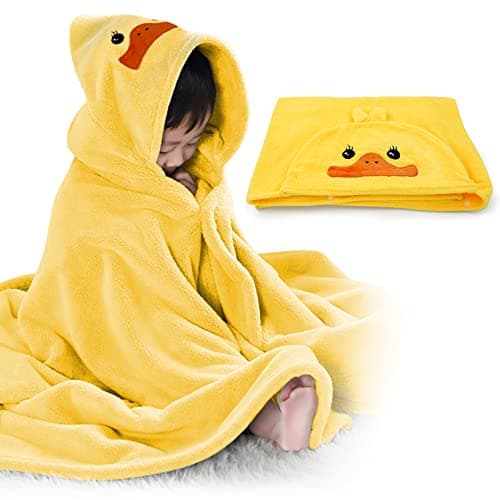 ROMASA Baby Bath Towel Ultra Soft Hooded Towel Highly Absorbent Bathrobe Blanket Toddlers Shower Gifts for Boys Girls- 27.5" x 55" (Yellow) - Image 1