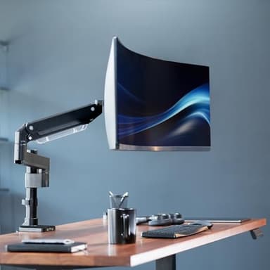 VIVO Premium Aluminum Tall Extended Monitor Arm for Ultrawide Monitors up to 49 inches and 33 lbs, USB Single Desk Mount Stand, Pneumatic Height Adjust, Max VESA 100x100, Black, STAND-V101GTU - Image 2
