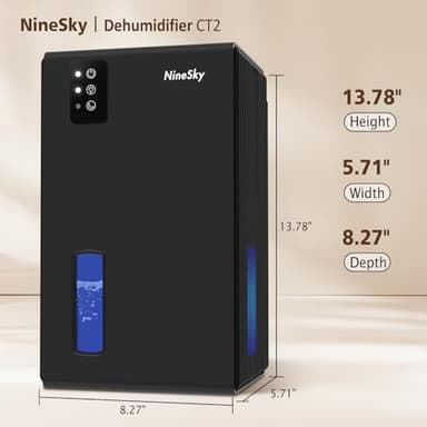 NineSky Dehumidifiers for Home, 95 OZ Water Tank, (1000 sq.ft) Dehumidifiers for Bathroom Bedroom Basement with Auto Shut Off,7 Colors LED Light(Black) - Image 7