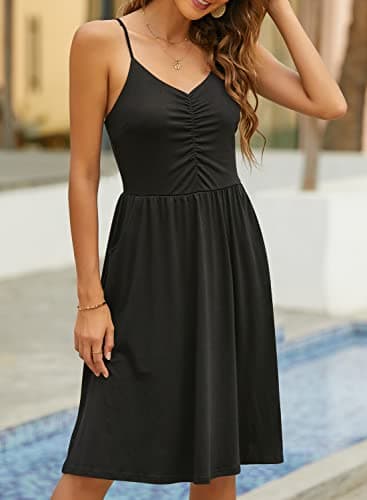 YATHON Women's Spaghetti Straps Party Sundress 2025 Casual Beach Summer Dresses (M, YT090-Black) - Image 6