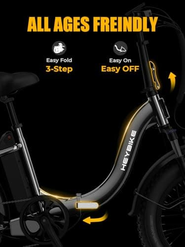 Heybike Ranger 2.0 Electric Bike for Adults, Peak 1400W Upgraded Motor Ebike, 28MPH [20" Fat Tire All-Terrain] 600Wh Removable Battery Folding Step-Thru Moped E Bike with Front Suspension - Image 7