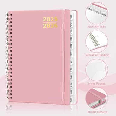 Planner 2025-2026 for Women & Men, Weekly and Monthly Calendar Notebook (July 2025 - June 2026), Hardcover Spiral Bound School Teacher Student Planner with Tabs, Inner Pocket, A5 (6.3" x 8.5") - Image 4